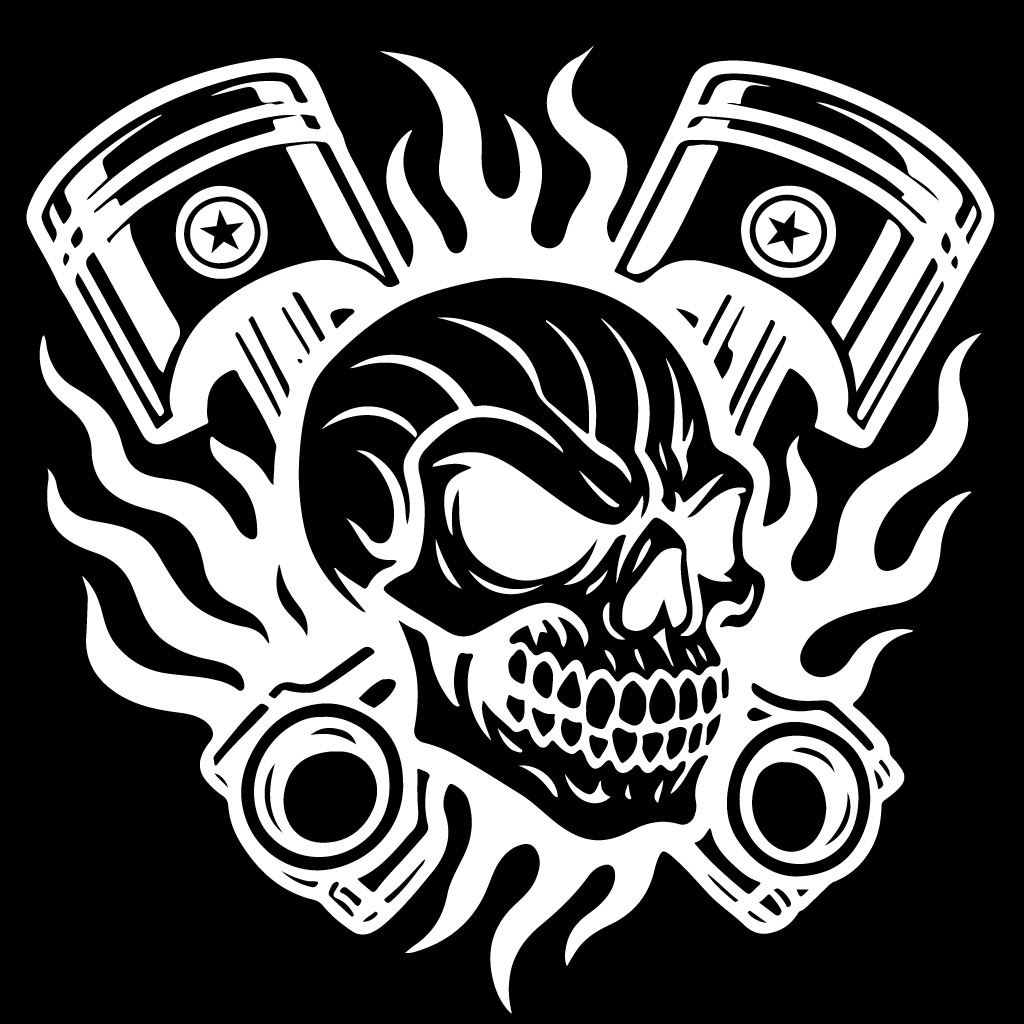 Стикер за автомобил - Skull Piston Power