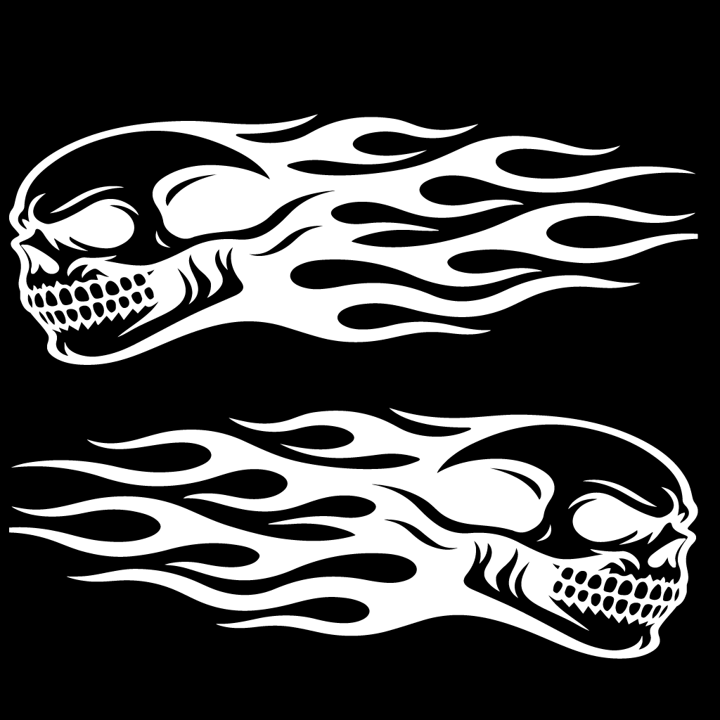 Стикер за автомобил - Flaming Skull (комплект 2бр.)