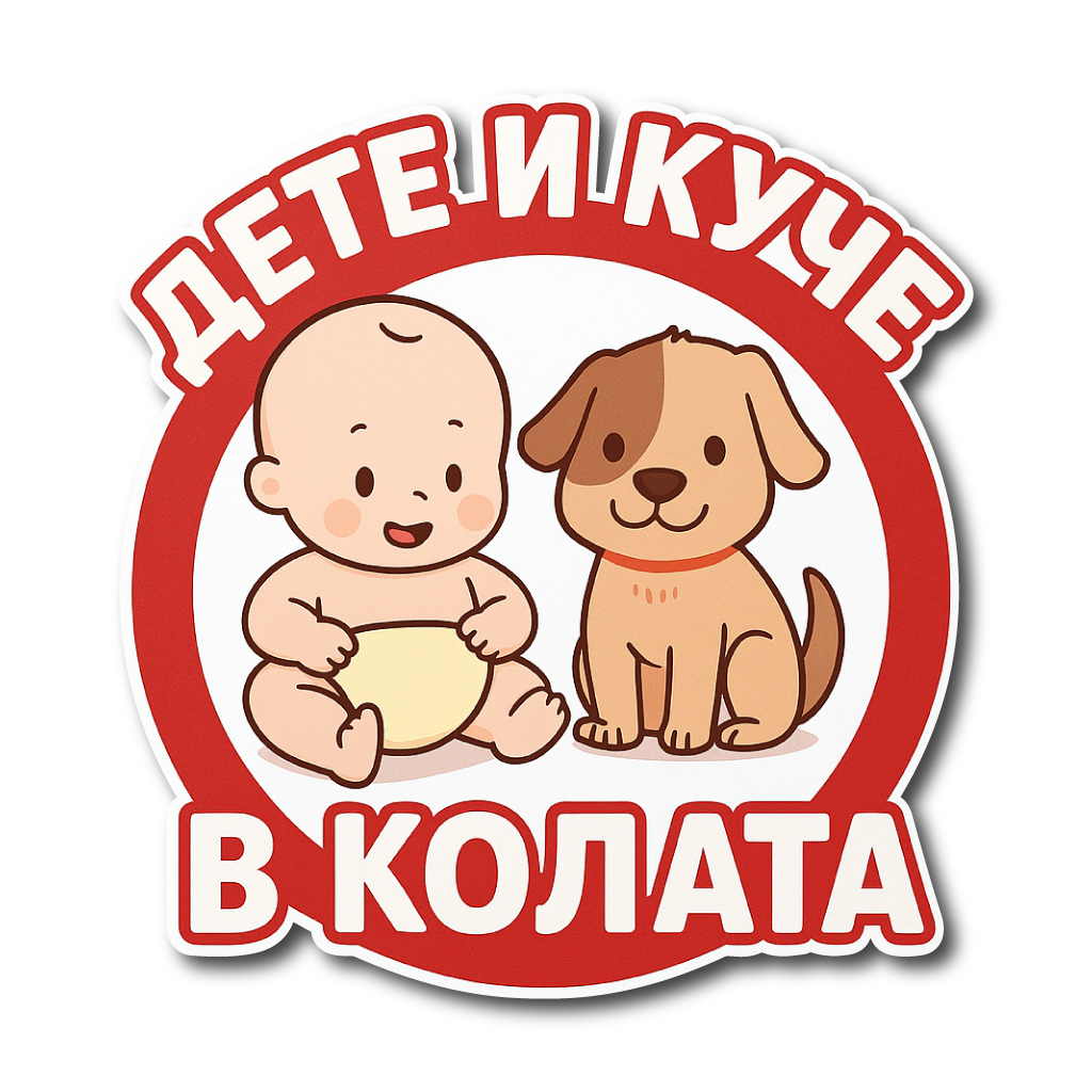 стикер дете и куче в колата лепенка фолио за стъкло dog and kid baby on board
