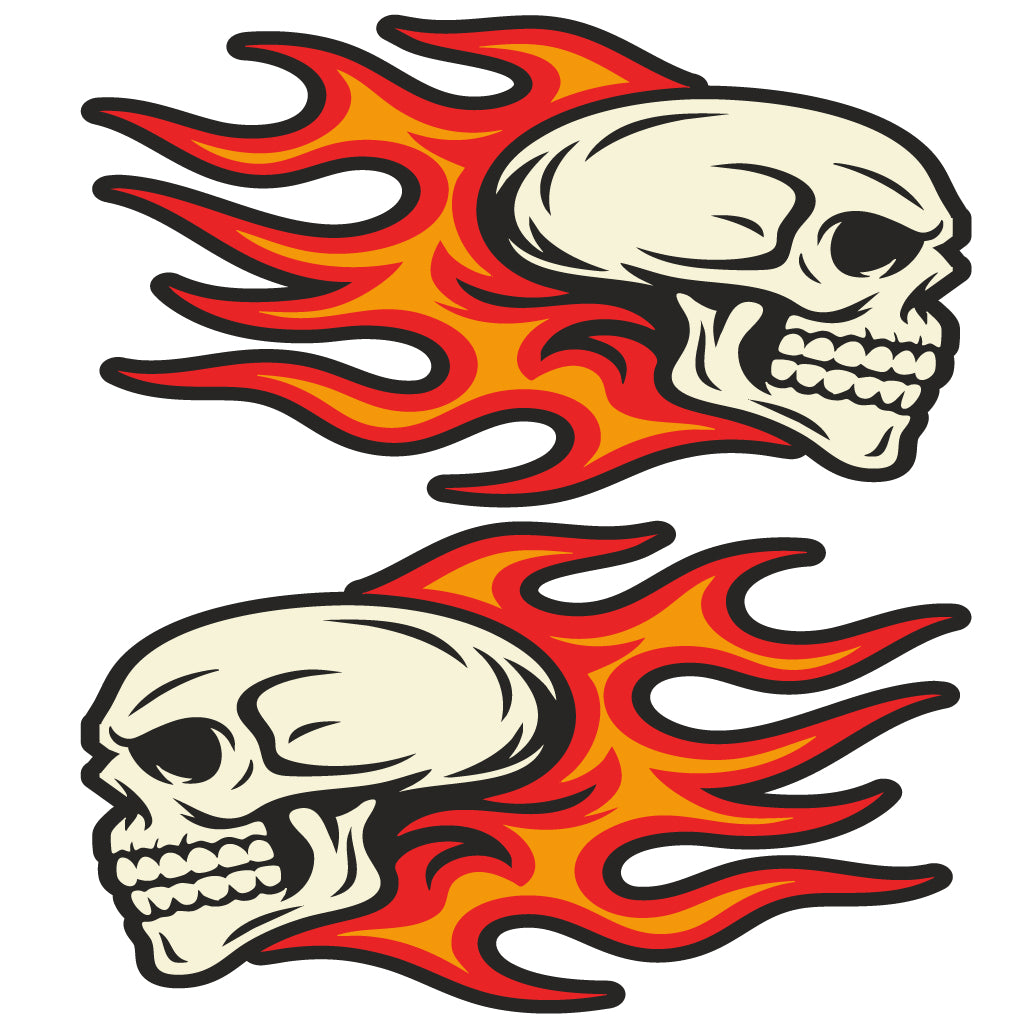 цветен стикер лепенка за кола череп огън flaming skull
