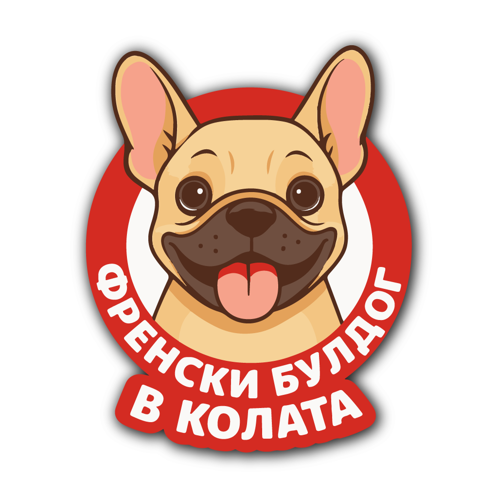 Стикер за Кола - Френски Булдог в Колата