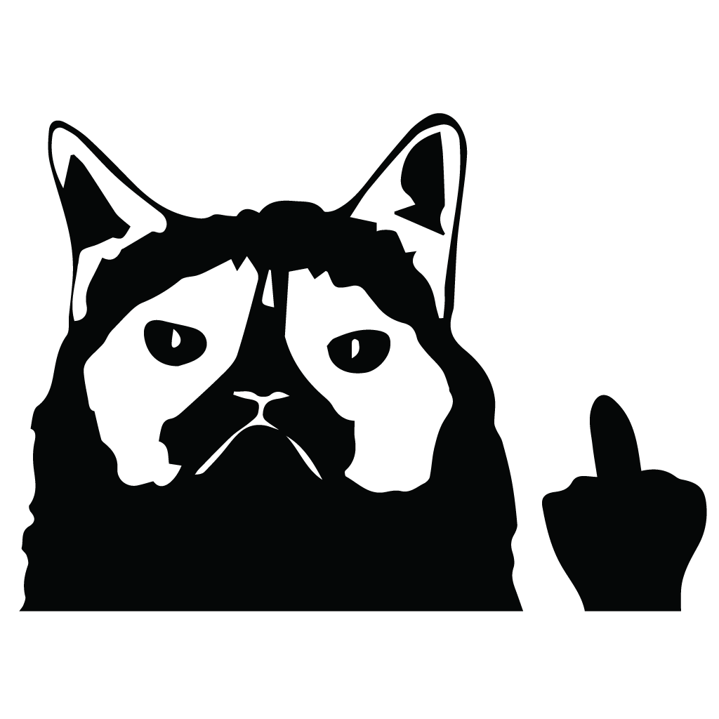Стикер за автомобил - Grumpy Cat - Откачен.Бе