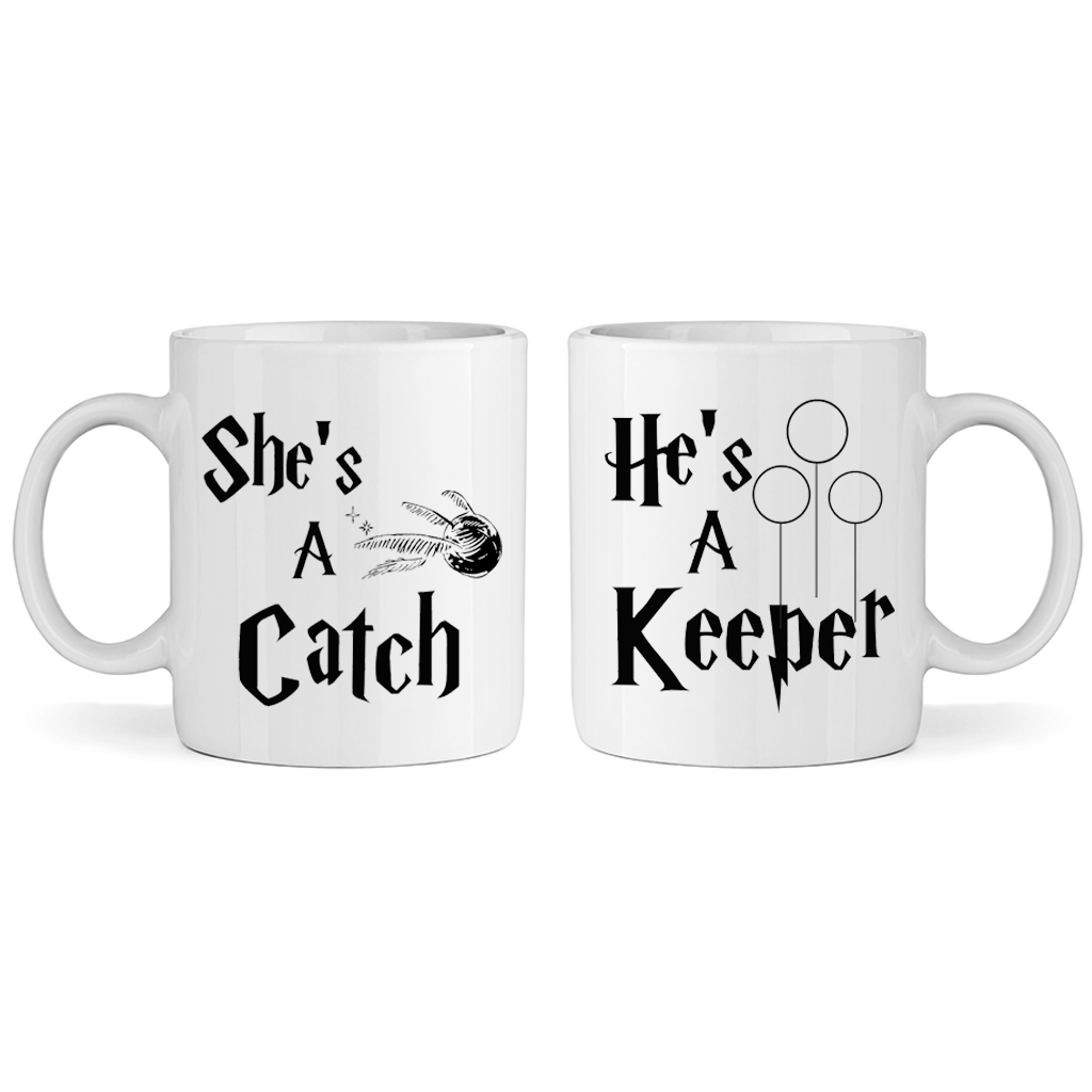 Комплект чаши - She Is A Catch / He Is A Keeper - Откачен.Бе