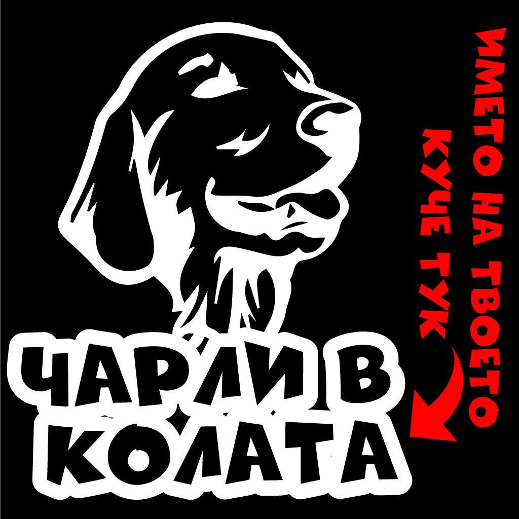 Стикер за кола - Куче в Колата с Име по Избор ( Golden Retriever)