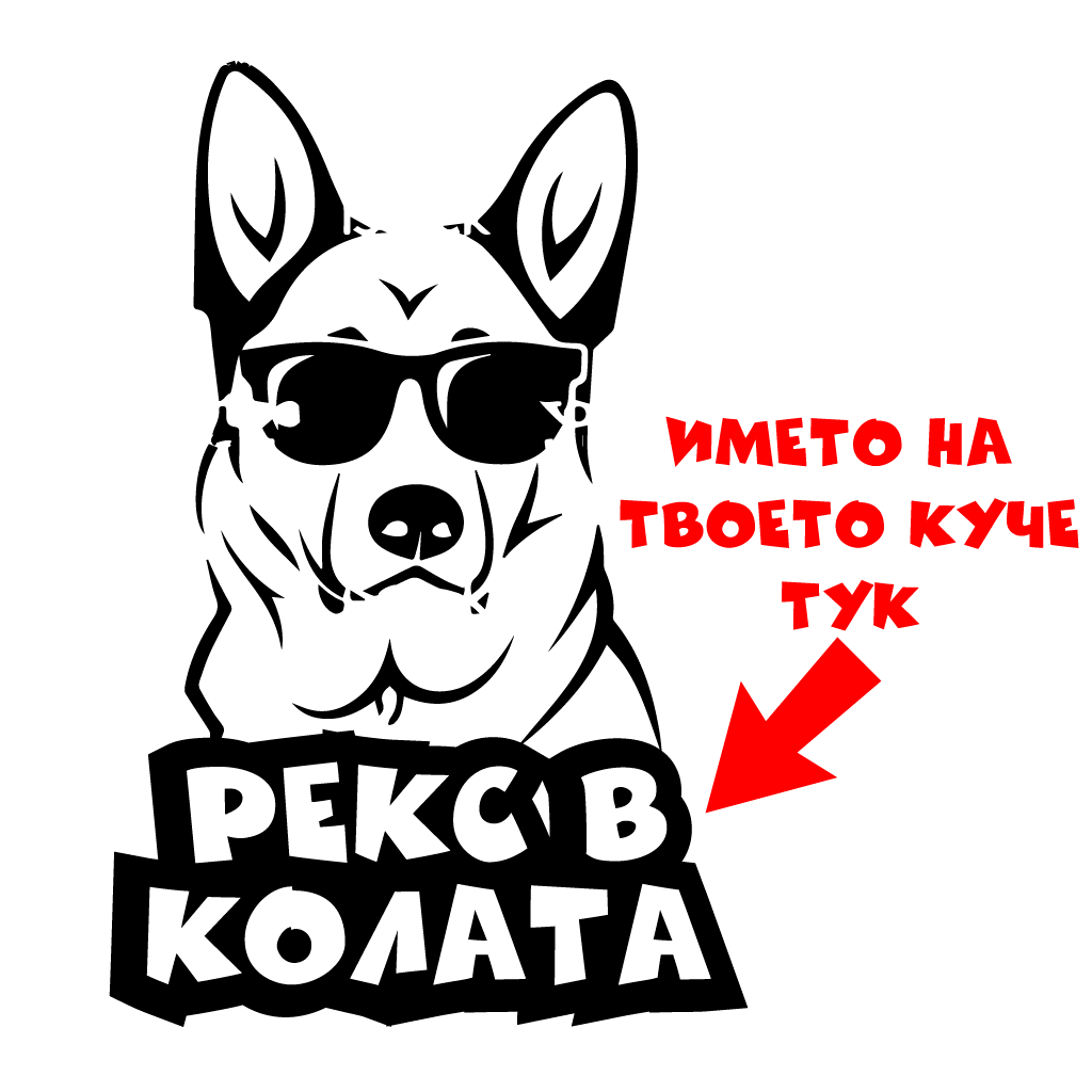 Стикер за кола - Куче в Колата с Име по Избор