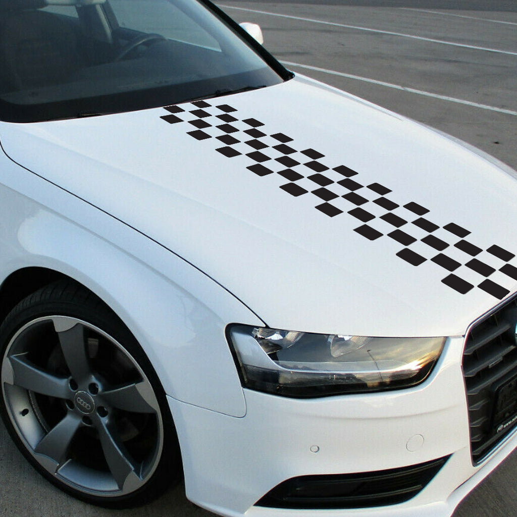 стикер лепенка за кола лента за преден капак racing flag tuning шахмат