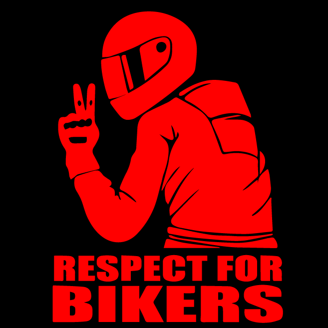 Стикер за автомобил - Respect for bikers - Откачен.Бе