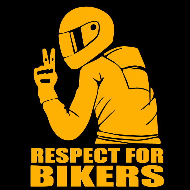 Стикер за автомобил - Respect for bikers - Откачен.Бе