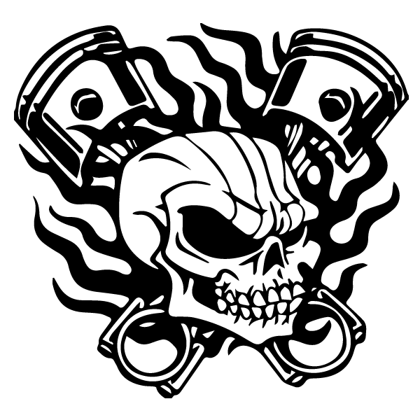 Стикер за автомобил - Skull Piston Power - Откачен.Бе