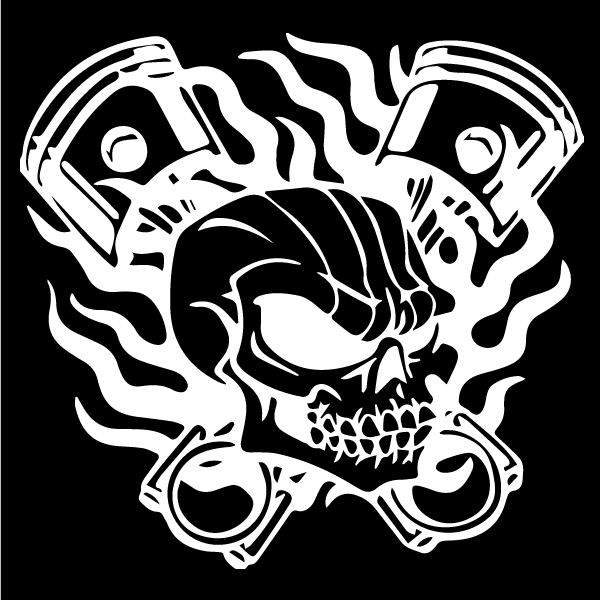 Стикер за автомобил - Skull Piston Power - Откачен.Бе