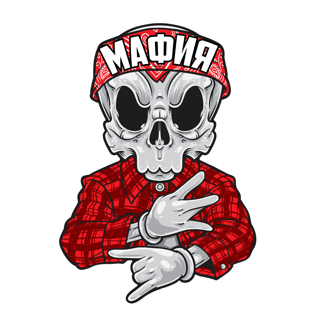Цветен Стикер - "Mафия Skull"