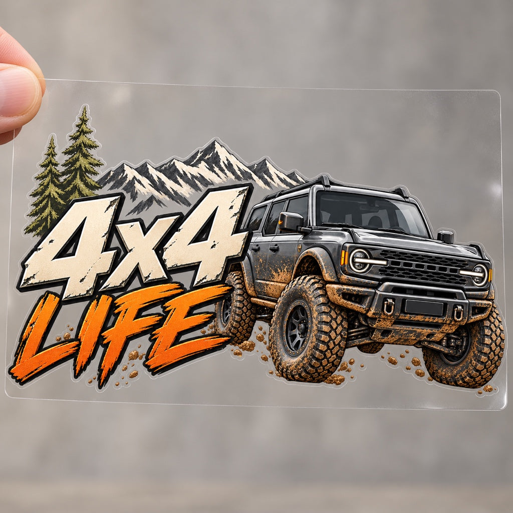 4x4 LIFE - пълноцветен стикер върху прозрачно транспортно фолио