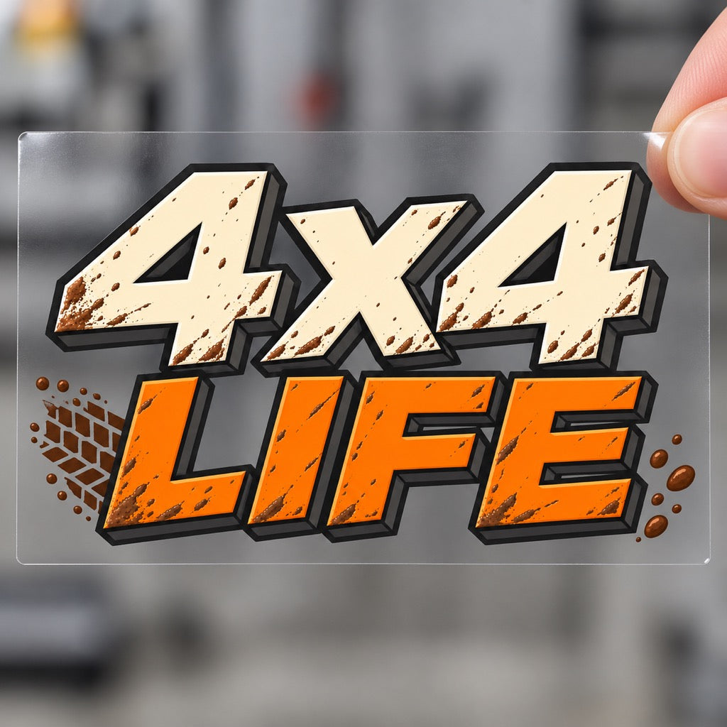 4x4 LIFE надпис - стикер върху прозрачно транспортно фолио