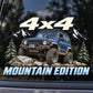4x4 Mountain Edition - близка визуализация на планинския offroad стикер върху автомобилно стъкло
