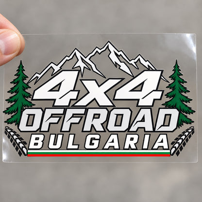 4x4 OFFROAD BULGARIA - Трибагреник - стикер с прозрачно транспортно фолио, държано с ръка