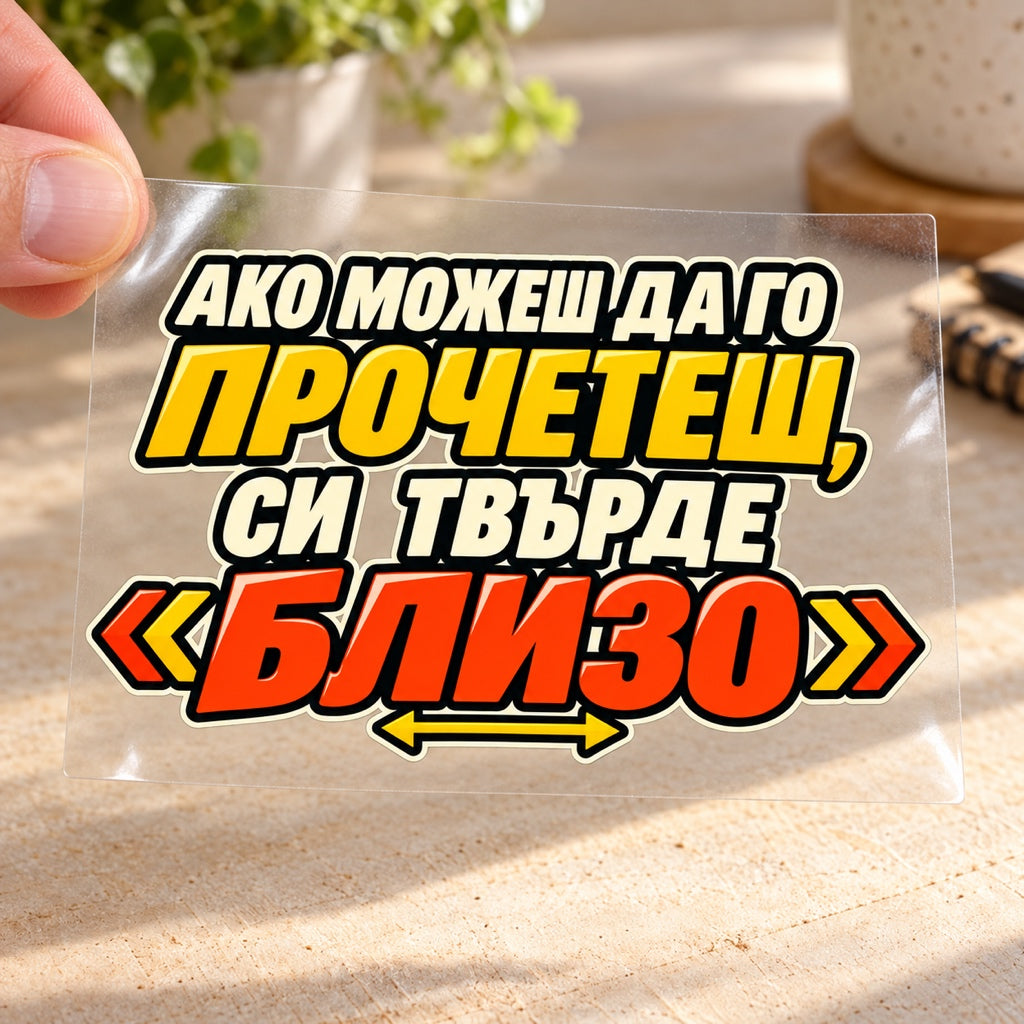 Ако можеш да го прочетеш, си твърде близо - визуализация на транспортното фолио