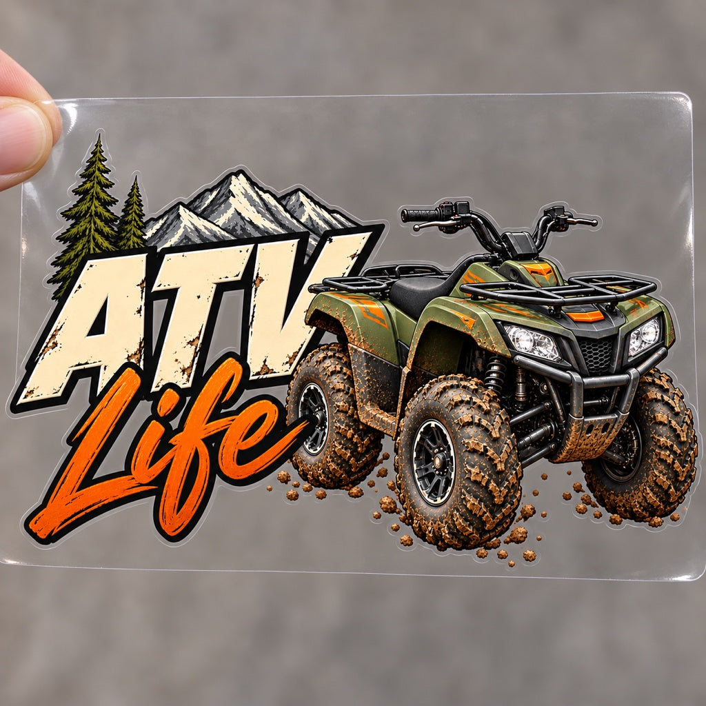 ATV Life - пълноцветен стикер върху прозрачно транспортно фолио
