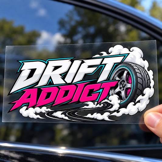 DRIFT ADDICT - стикер върху прозрачно транспортно фолио