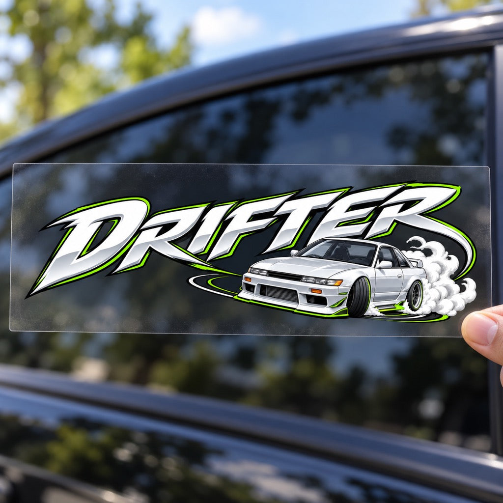 DRIFTER с японско купе - стикер върху прозрачно транспортно фолио