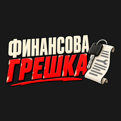Финансова грешка - пълноцветен дизайн с ключ и навит касов бон