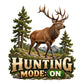 Пълноцветен ловджийски стикер Hunting Mode: ON с реалистичен елен и горска сцена