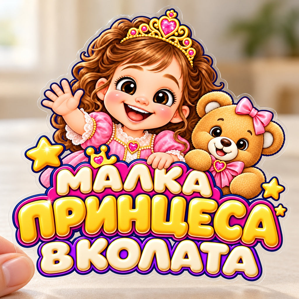 Малка принцеса в колата, визуализация на транспортно фолио