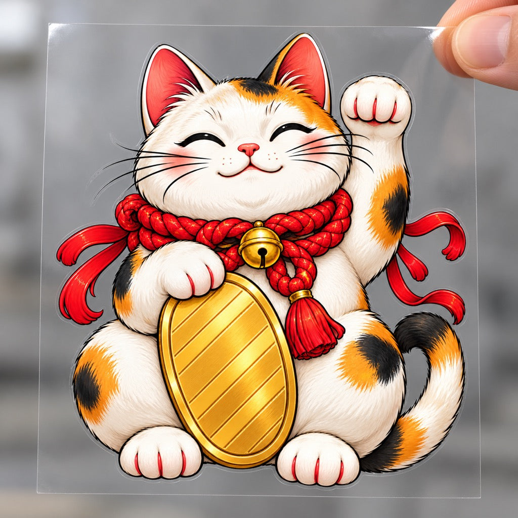 Maneki Neko - стикер върху прозрачно транспортно фолио