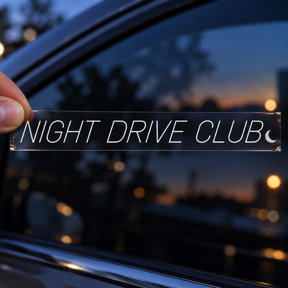 Night Drive Club - стикер с прозрачно транспортно фолио, държано с ръка
