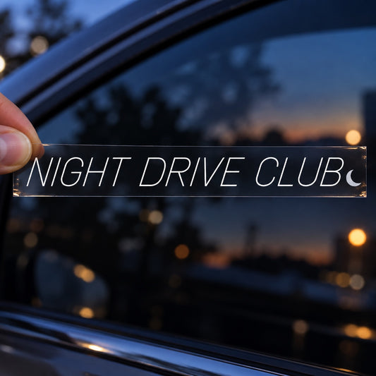 Night Drive Club - стикер с прозрачно транспортно фолио, държано с ръка