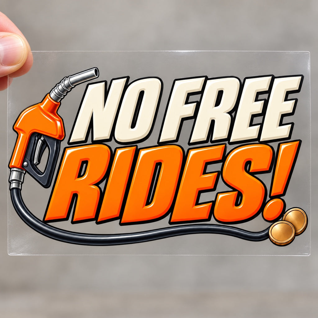 NO FREE RIDES! - стикер върху прозрачно транспортно фолио