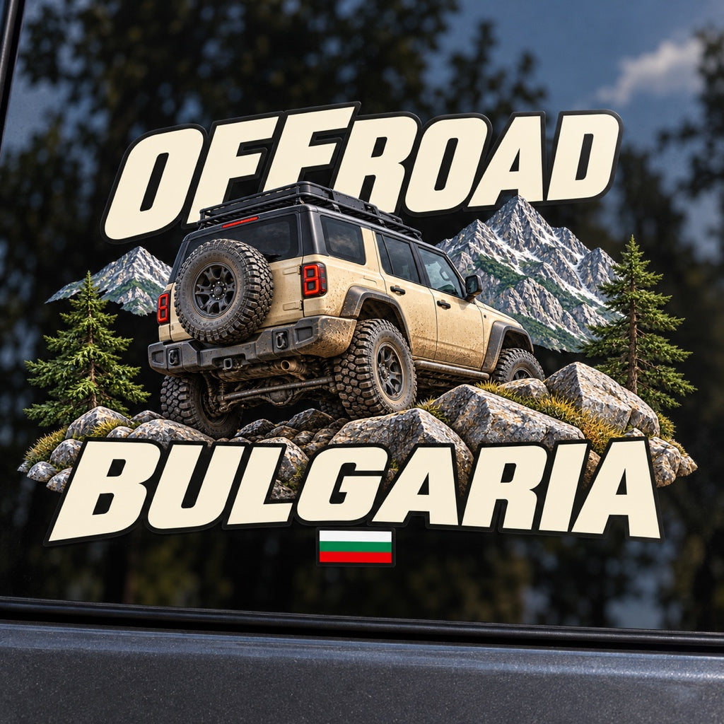 OFFROAD BULGARIA - близка визуализация на стикера върху автомобилно стъкло