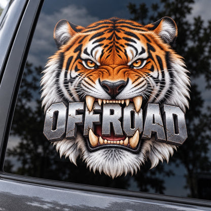 OFFROAD тигър - цветен стикер върху автомобилно стъкло