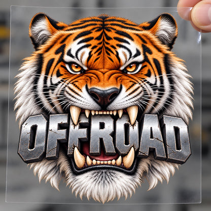 OFFROAD тигър - стикер върху прозрачно транспортно фолио