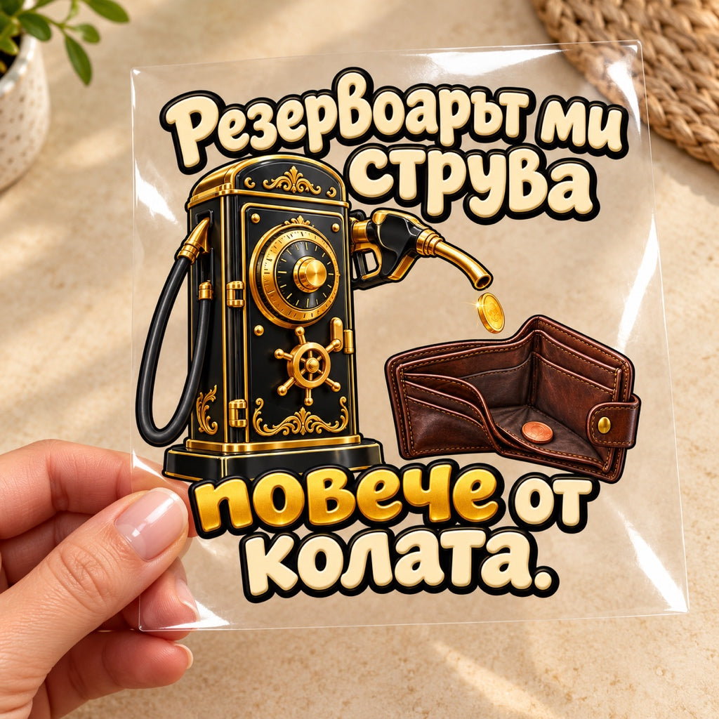 Резервоарът ми струва повече от колата. - визуализация с транспортно фолио