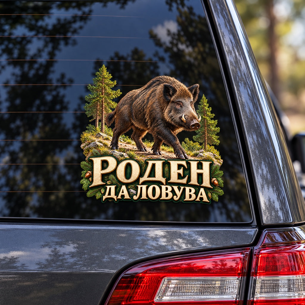Роден да ловува - реалистичен глиган, визуализация върху стъкло на SUV