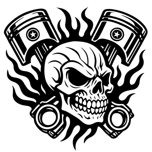 Стикер за автомобил - Skull Piston Power