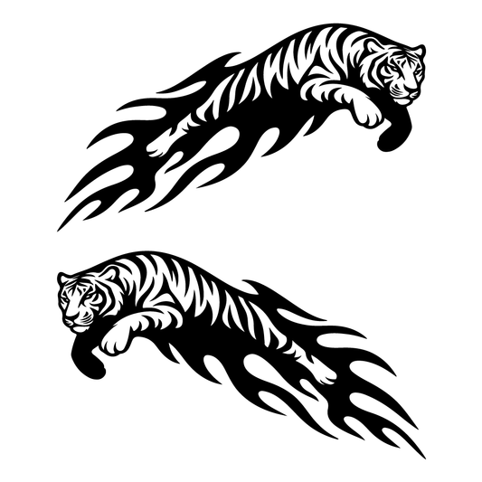 Стикер за автомобил - Flaming Tiger (комплект 2бр.)