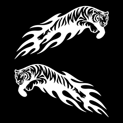 Стикер за автомобил - Flaming Tiger (комплект 2бр.) - Откачен.Бе