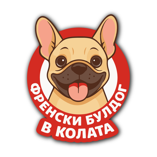 Стикер за Кола - Френски Булдог в Колата