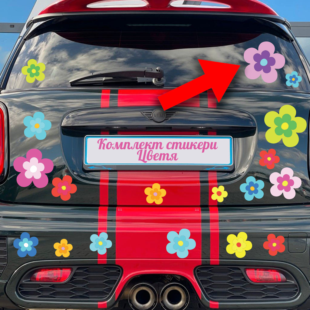 стикери за кола момиче цветя мини купър брандиране лепенки дизайн