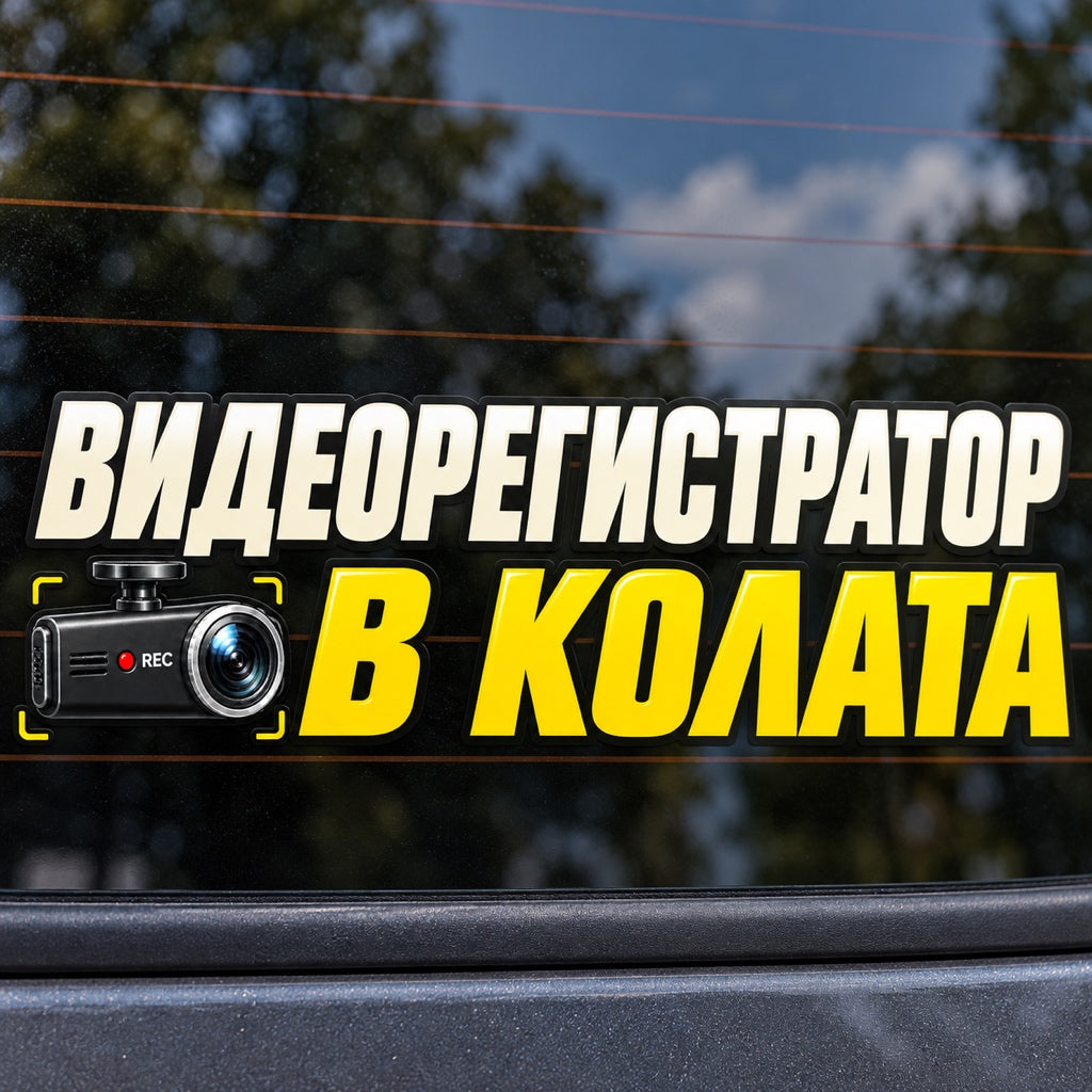 Видеорегистратор в колата - REC - близка визуализация върху автомобилно стъкло