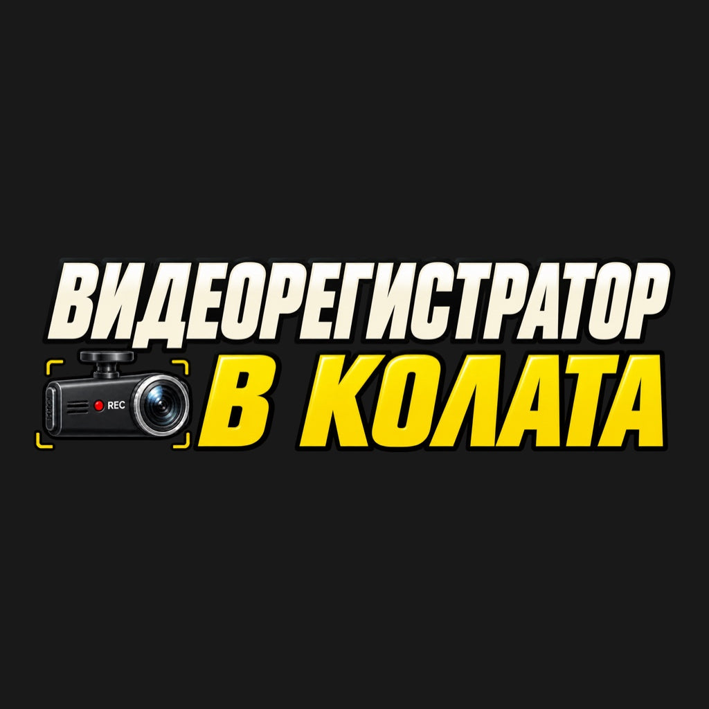 Видеорегистратор в колата - кремаво-жълт надпис и камера с червен REC индикатор