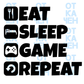 Стикер за стена - Eat Sleep Game Repeat