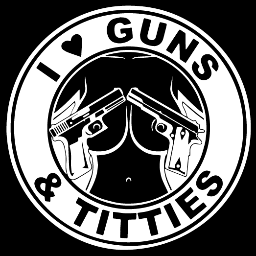 Стикер за автомобил - I Love Guns and Titties - Откачен.Бе