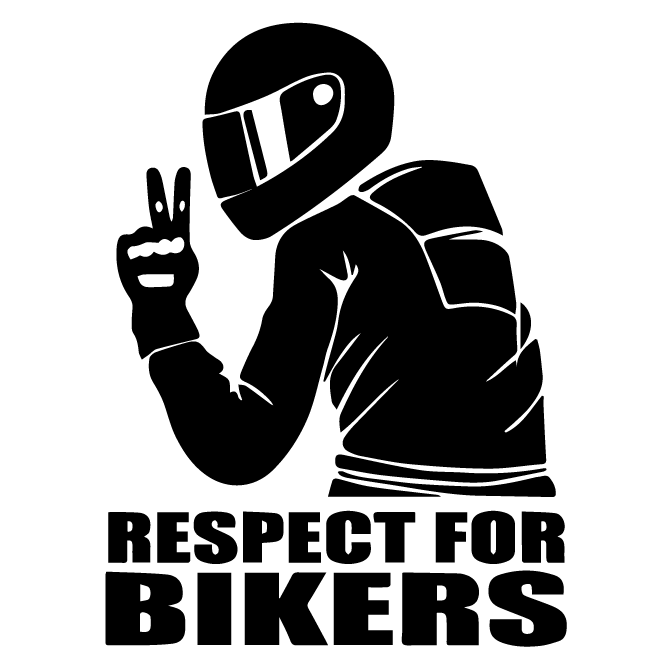 Стикер за автомобил - Respect for bikers - Откачен.Бе