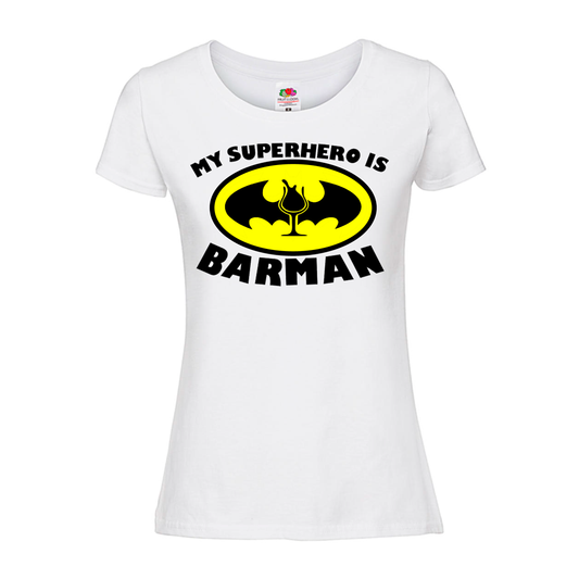 Тениска My Superhero Is Barman ( дамска ) - Откачен.Бе